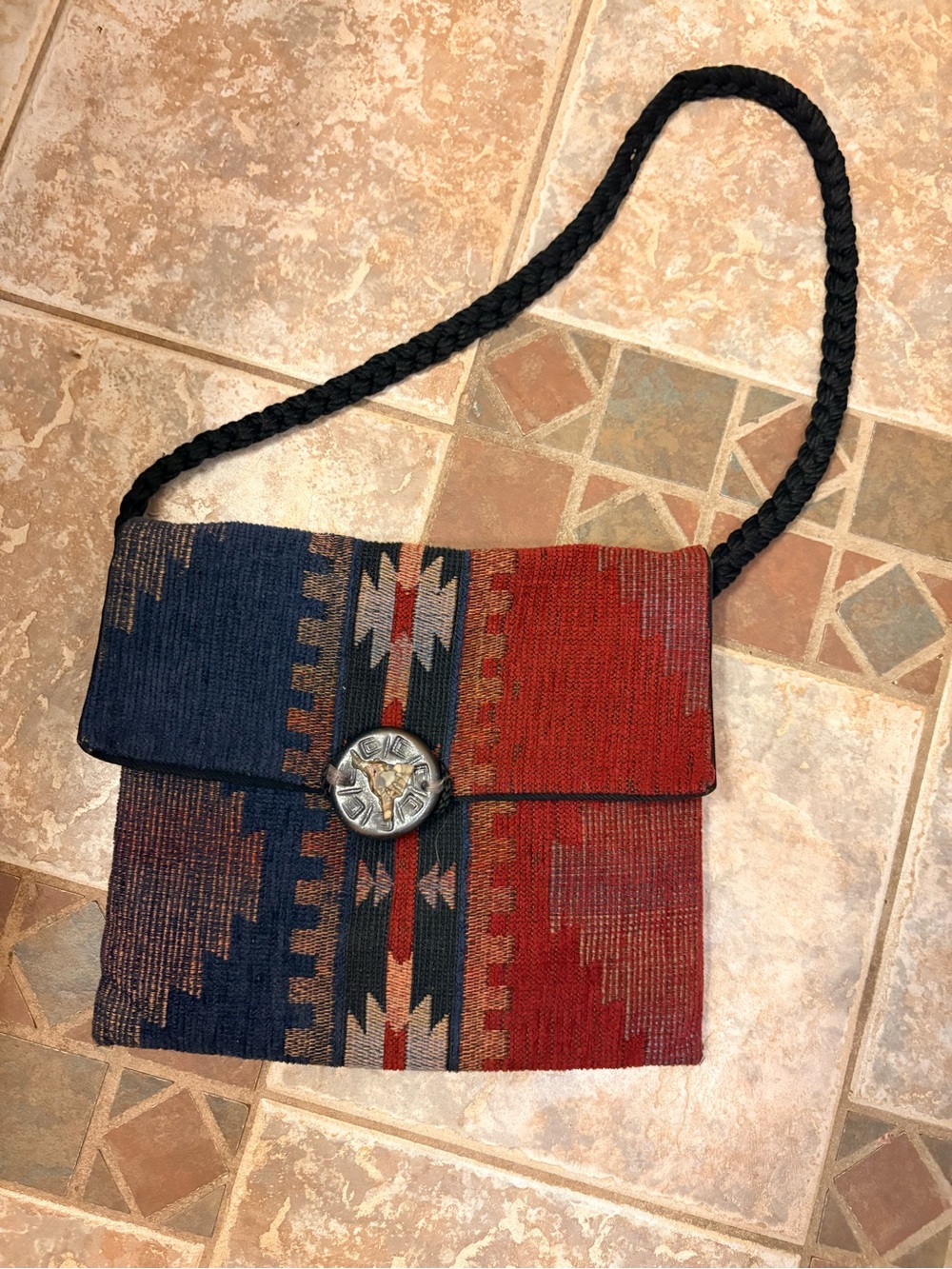 Southwestern Pattern Woven Shoulder Bag Boho Unique Avant Garde Tapestry Western